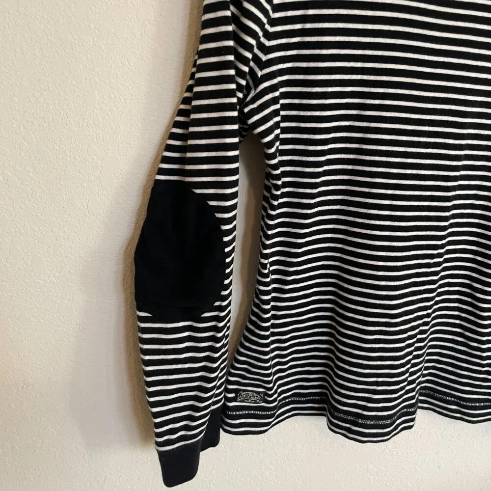 Ralph Lauren Medium Black White Striped Ribbed Long Sleeve Top 100% Cotton - Picture 8 of 8